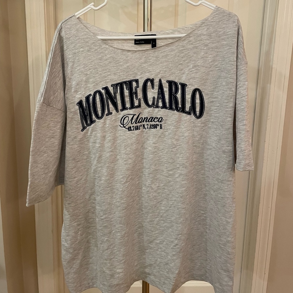 ASOS Design gray off the shoulder oversized t-shirt size small